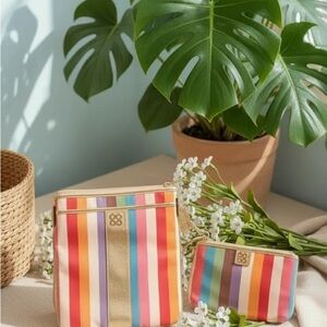 Coach Julia Legacy Striped Crossbody Swingpack plus Wristlet